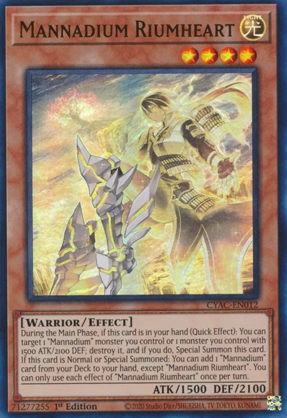Mannadium Riumheart - CYAC-EN012 - Ultra Rare 1st Edition