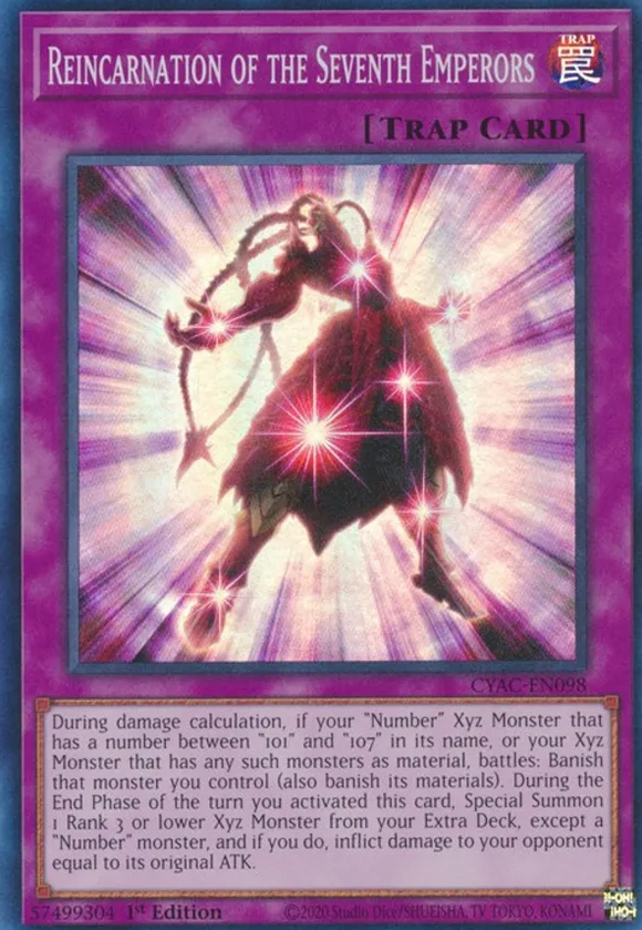 Reincarnation of the Seventh Emperors - CYAC-EN098 - Super Rare 1st Edition