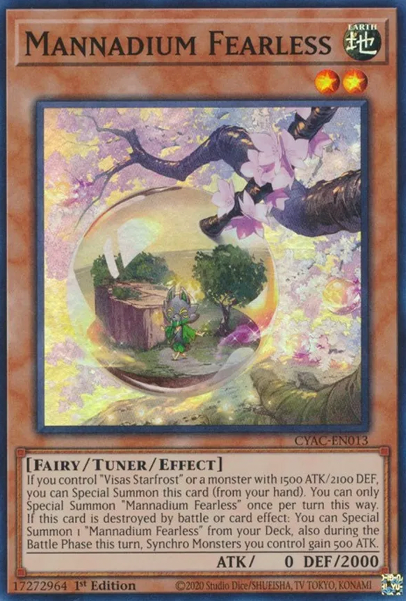 Mannadium Fearless - CYAC-EN013 - Super Rare 1st Edition