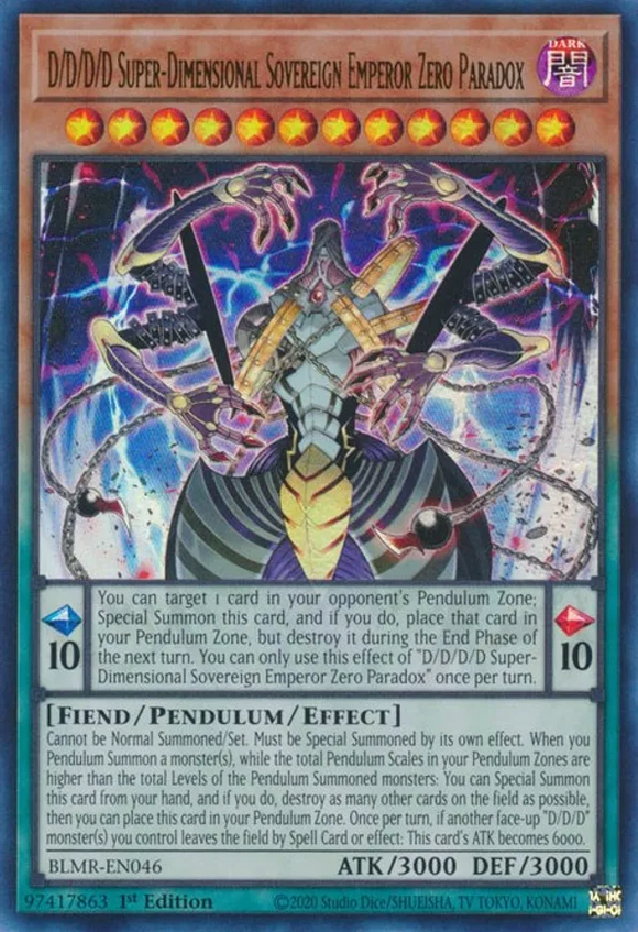 D/D/D/D Super-Dimensional Sovereign Emperor Zero Paradox BLMR-EN046 Ultra Rare 1st Ed