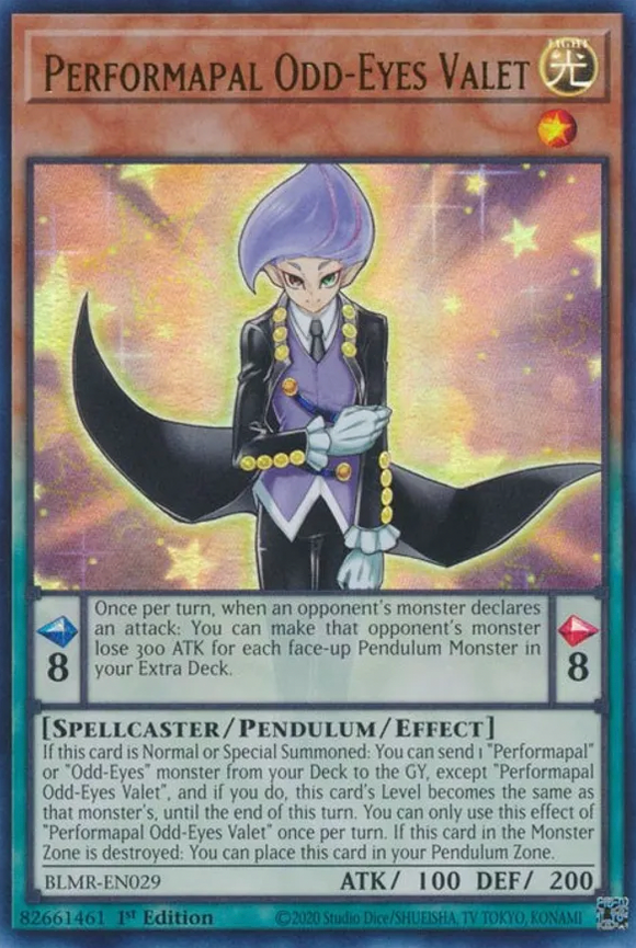Performapal Odd-Eyes Valet - BLMR-EN029 - Ultra Rare 1st Edition