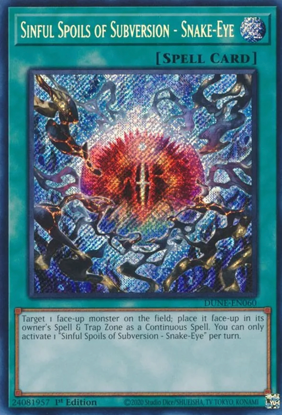 Sinful Spoils of Subversion - Snake-Eye - DUNE-EN060 - Secret Rare 1st Edition