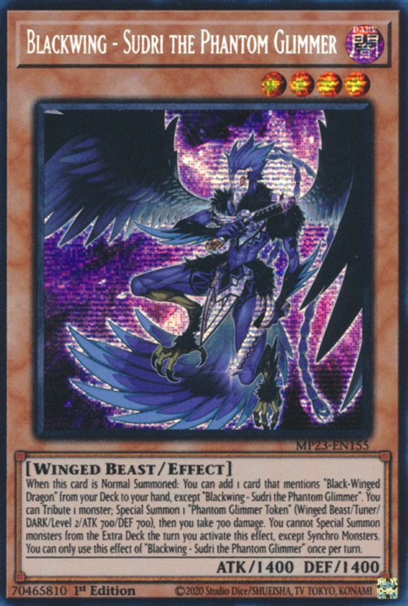 Blackwing - Sudri the Phantom Glimmer - MP23-EN155 Prismatic Secret Rare 1st Edition