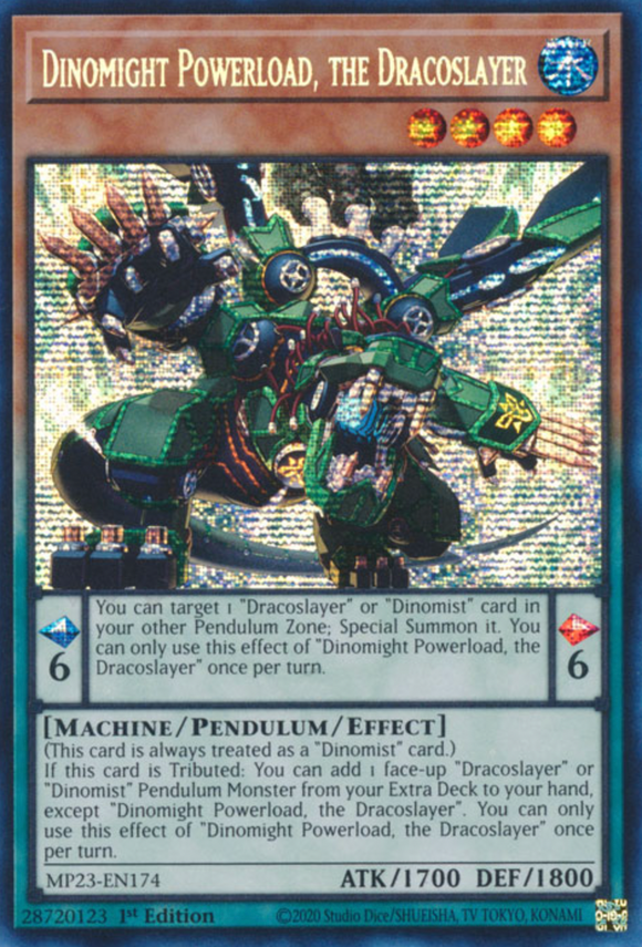 Dinomight Powerload, the Dracoslayer - MP23-EN174 Prismatic Secret Rare 1st Edition