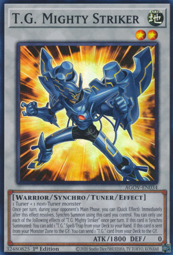 T.G. Mighty Striker - AGOV-EN034 - Super Rare 1st Edition