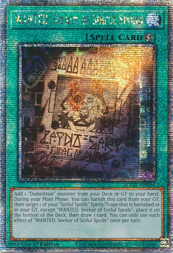 WANTED: Seeker of Sinful Spoils - AGOV-EN054 - Quarter Century Rare 1st Edition