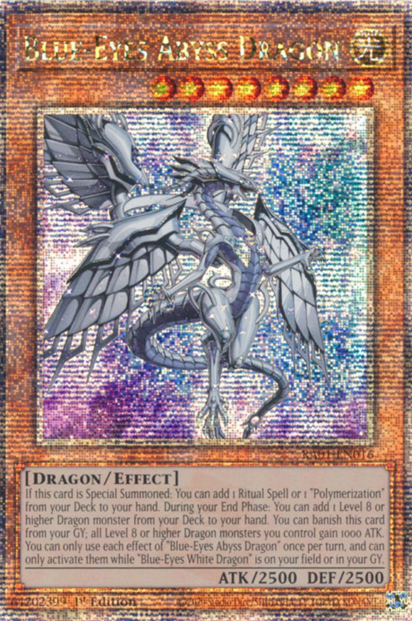 Blue-Eyes Abyss Dragon - RA01-EN016 - Quarter Century Secret Rare 1st Edition