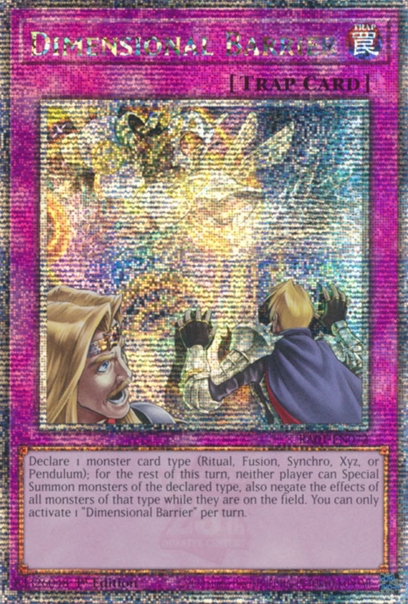 Dimensional Barrier - RA01-EN072 - Quarter Century Secret Rare 1st Edition