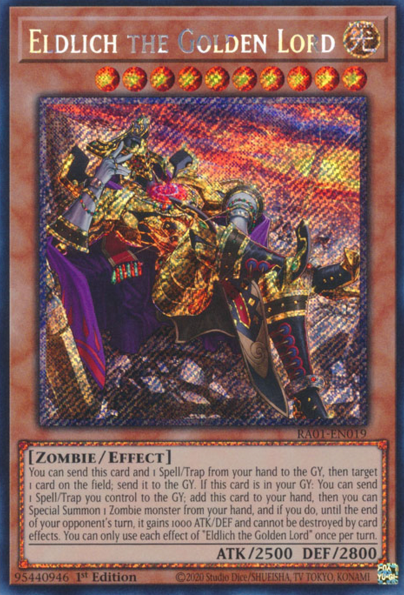 Eldlich the Golden Lord (Alt. Art) - RA01-EN019 - Platinum Secret Rare 1st Edition