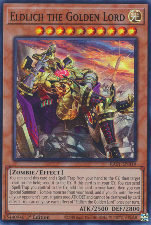 Eldlich the Golden Lord (Alt. Art) - RA01-EN019 - Super Rare 1st Edition