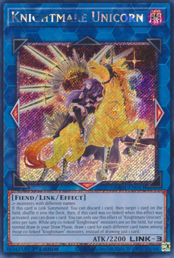Knightmare Unicorn (Alt. Art) - RA01-EN043 - Platinum Secret Rare 1st Edition