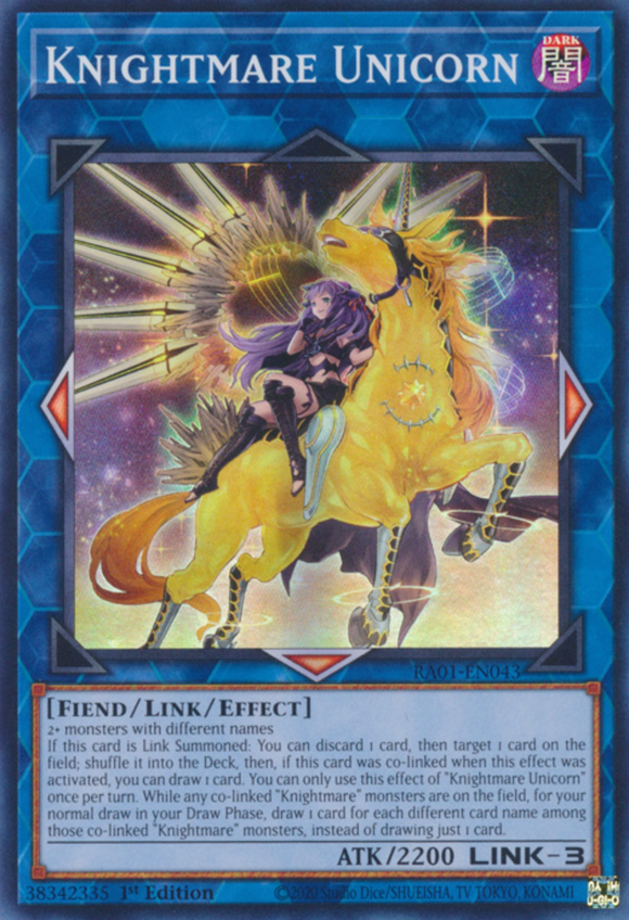 Knightmare Unicorn (Alt. Art) - RA01-EN043 - Super Rare 1st Edition