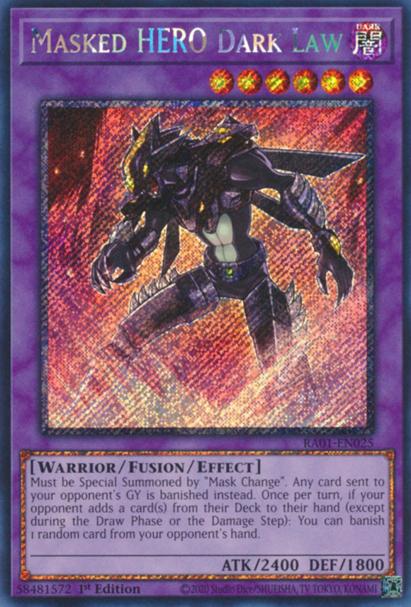 Masked HERO Dark Law - RA01-EN025 - Platinum Secret Rare 1st Edition