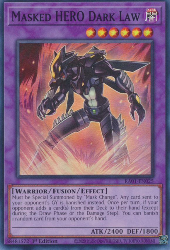 Masked HERO Dark Law - RA01-EN025 - Super Rare 1st Edition