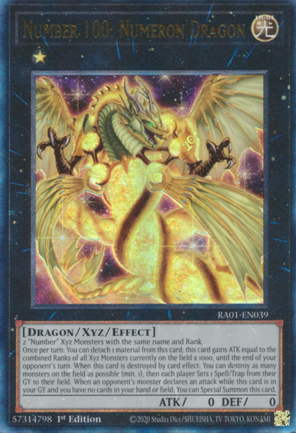 Number 100: Numeron Dragon - RA01-EN039 - Ultimate Rare 1st Edition