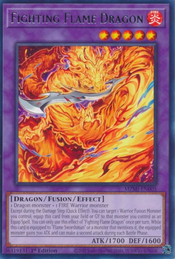 Fighting Flame Dragon - MZMI-EN005 - Rare 1st Edition