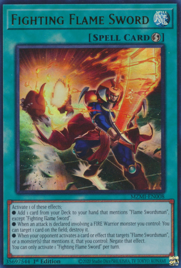 Fighting Flame Sword - MZMI-EN008 - Ultra Rare 1st Edition