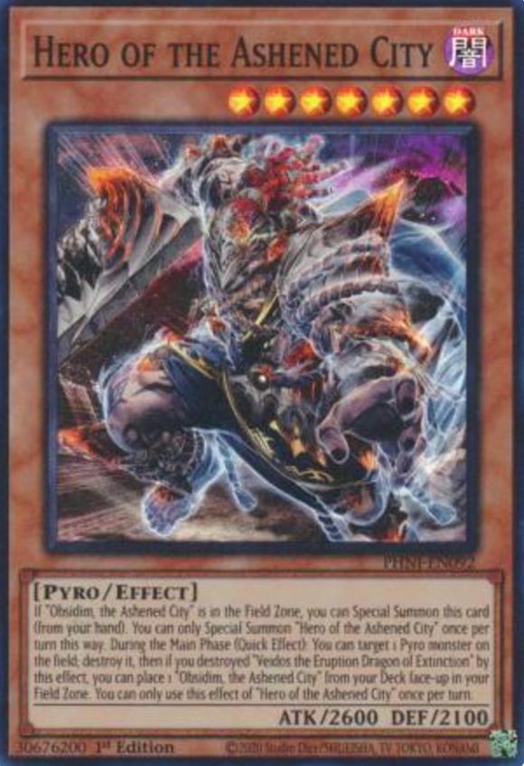 Hero of the Ashened City - PHNI-EN092 - Super Rare 1st Edition