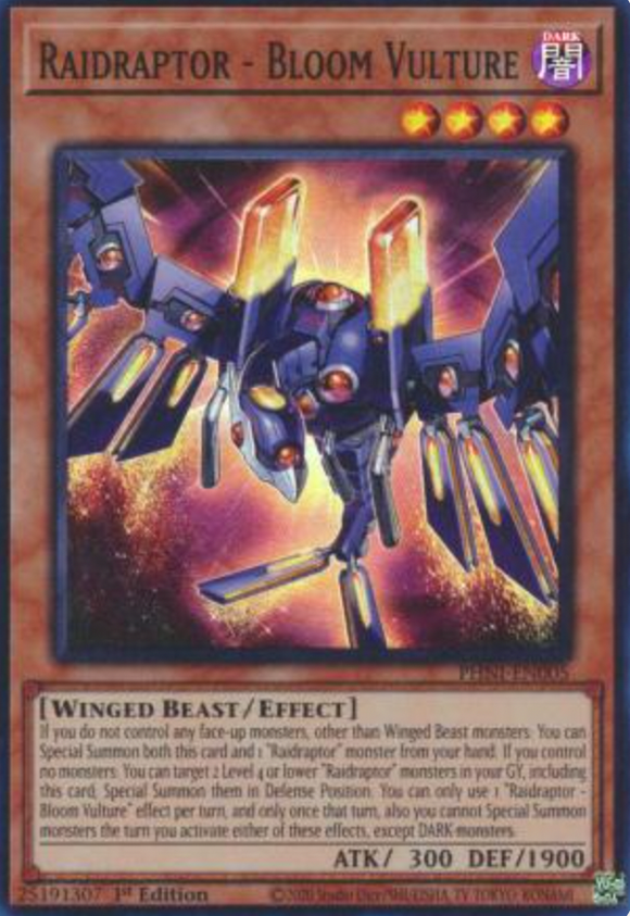 Raidraptor - Bloom Vulture - PHNI-EN005 - Super Rare 1st Edition