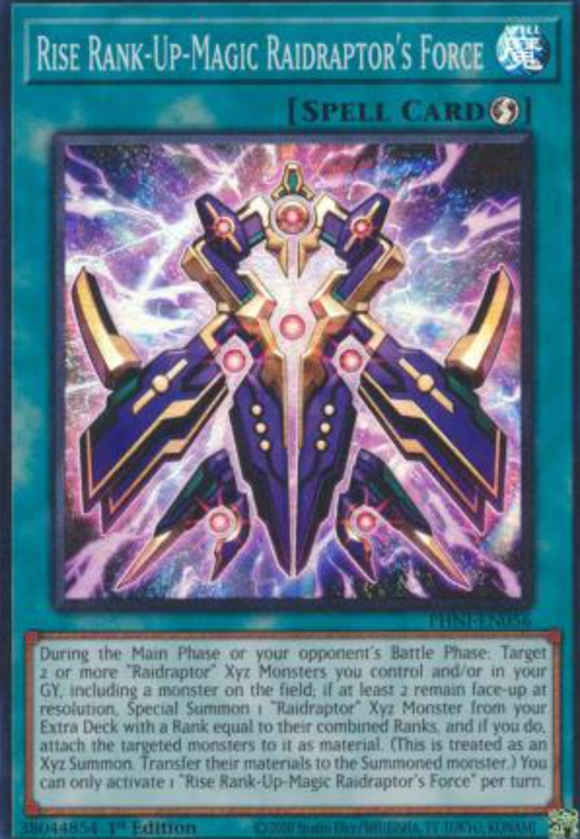 Rise Rank-Up-Magic Raidraptor's Force - PHNI-EN056 - Super Rare 1st Edition