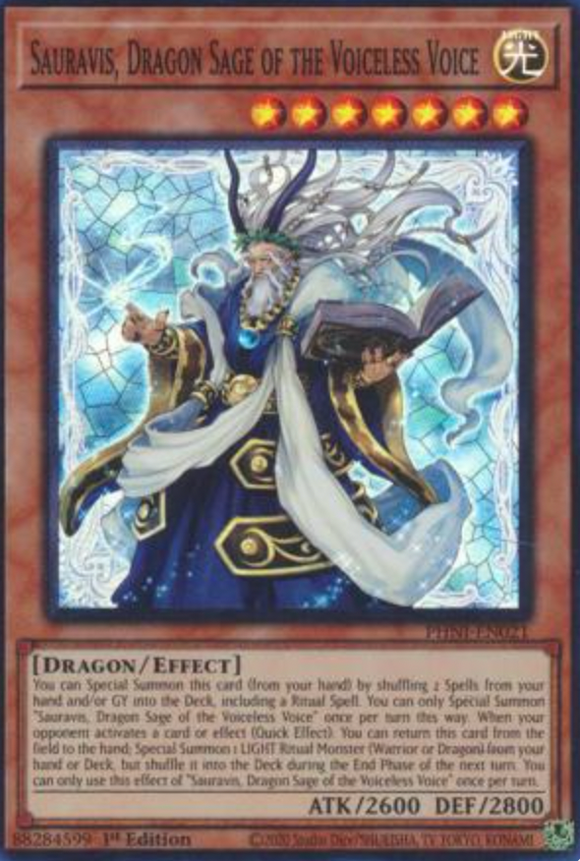 Sauravis, Dragon Sage of the Voiceless Voice - PHNI-EN021 - Super Rare 1st Edition