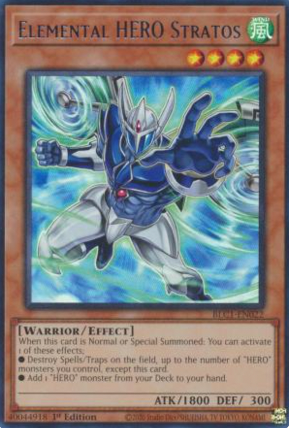 Elemental HERO Stratos (Alt. Art) - BLC1-EN022 - Ultra Rare 1st Edition