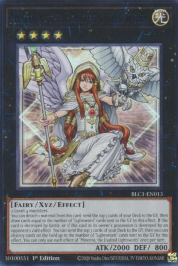 Minerva, the Exalted Lightsworn (Silver) - BLC1-EN013 - Ultra Rare 1st Edition
