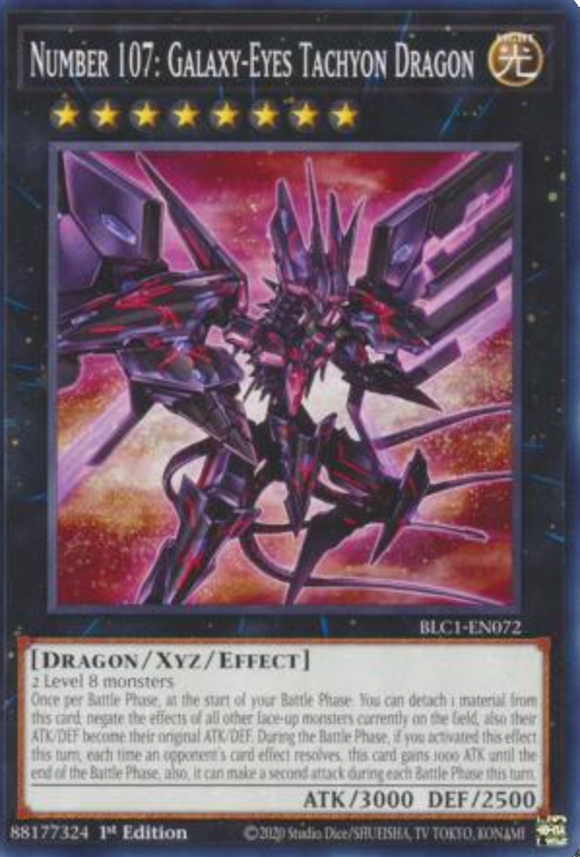 Number 107: Galaxy-Eyes Tachyon Dragon - BLC1-EN072 - Common 1st Edition