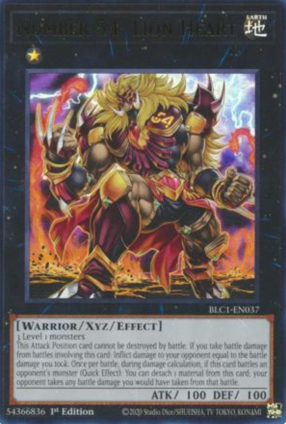 Number 54: Lion Heart - BLC1-EN037 - Ultra Rare 1st Edition