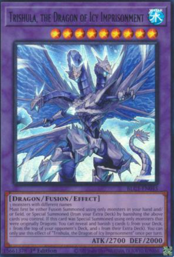 Trishula, the Dragon of Icy Imprisonment (Silver) - BLC1-EN045 - Ultra Rare 1st Edition