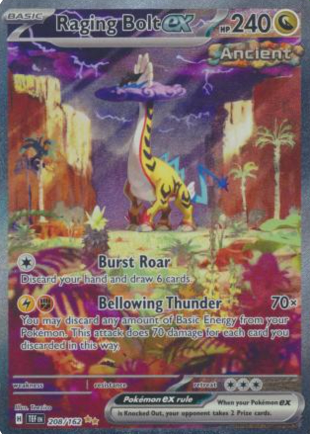 Max Rarity Raging Bolt Raging Bolt ex - 208/162 - Special Illustration Rare – Essential Cards