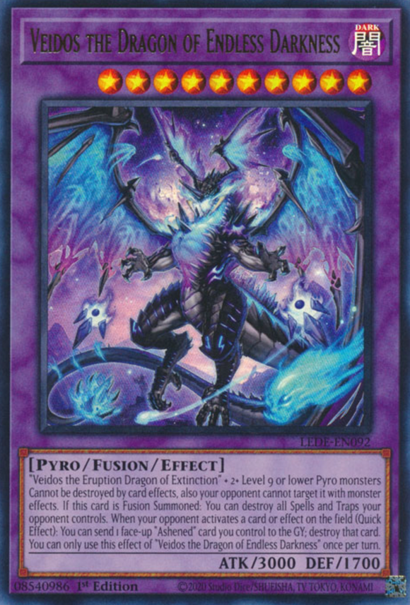 Veidos the Dragon of Endless Darkness - LEDE-EN092 - Ultra Rare 1st Edition