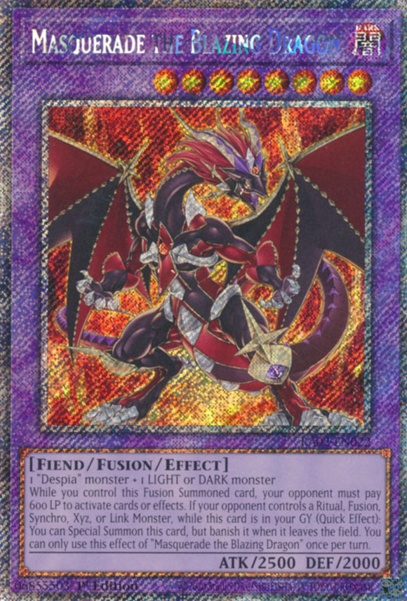 Masquerade the Blazing Dragon - RA02-EN022 - Platinum Secret Rare 1st Edition
