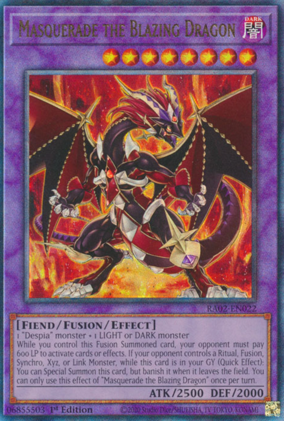 Masquerade the Blazing Dragon - RA02-EN022 - Ultimate Rare 1st Edition