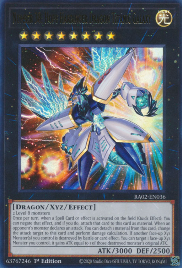 Number 38: Hope Harbinger Dragon Titanic Galaxy - RA02-EN036 - Ultimate Rare 1st Edition