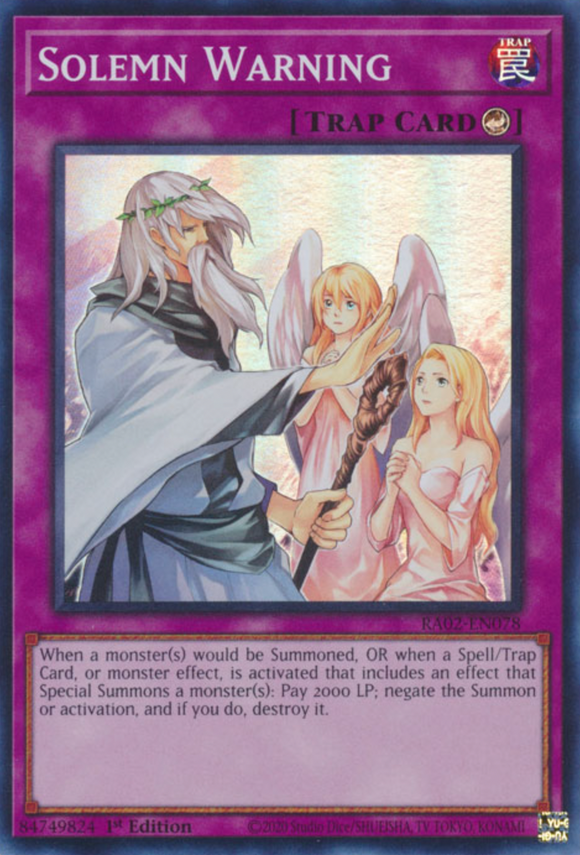 Solemn Warning - RA02-EN078 - Super Rare 1st Edition