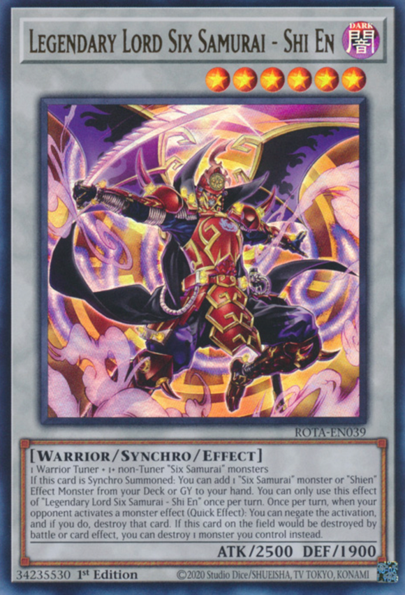 Legendary Lord Six Samurai - Shi En - ROTA-EN039 - Ultra Rare 1st Edition