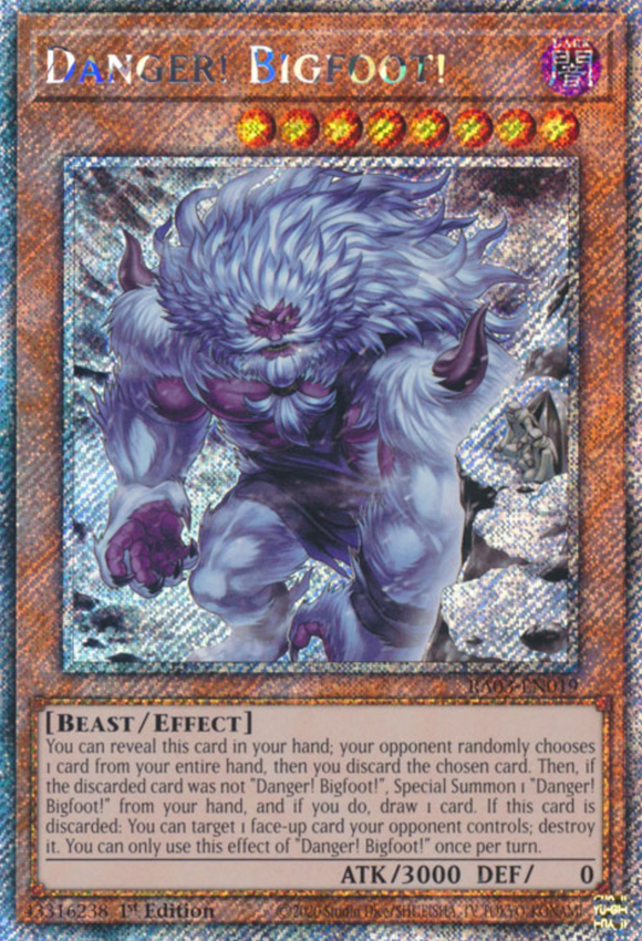 Danger! Bigfoot! (Alt. Art) - RA03-EN019 - Platinum Secret Rare 1st Edition