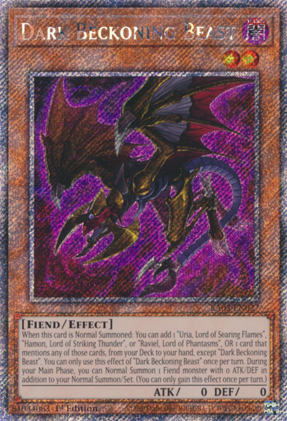 Dark Beckoning Beast - RA03-EN027 - Platinum Secret Rare 1st Edition