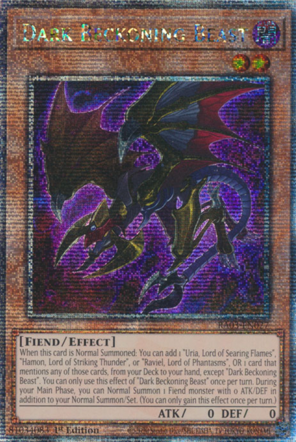 Dark Beckoning Beast - RA03-EN027 - Quarter Century Rare 1st Edition