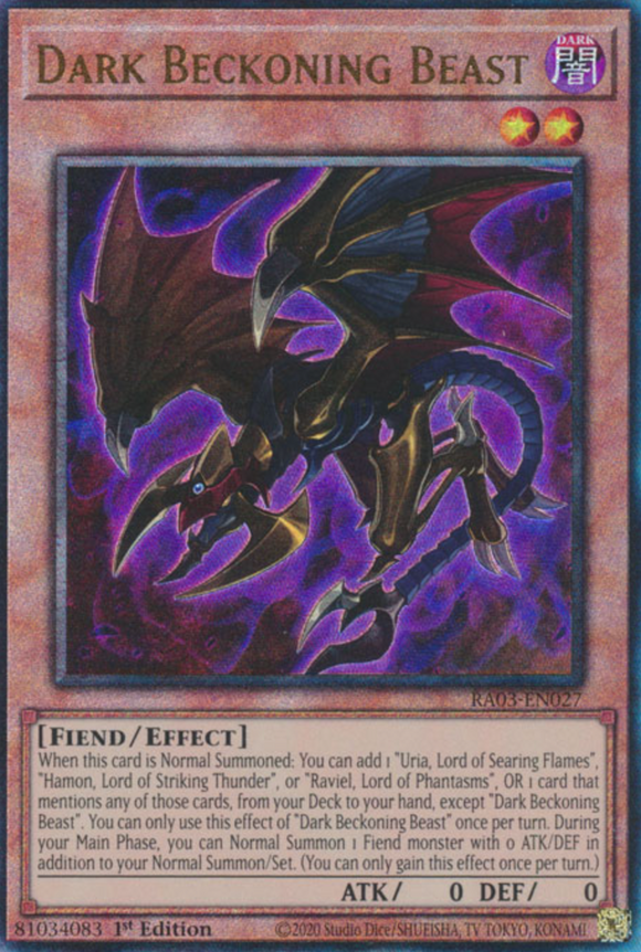 Dark Beckoning Beast - RA03-EN027 - Ultimate Rare 1st Edition