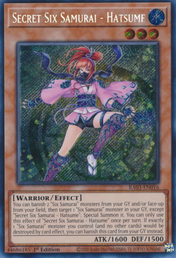 Secret Six Samurai - Hatsume - RA03-EN016 - Secret Rare 1st Edition