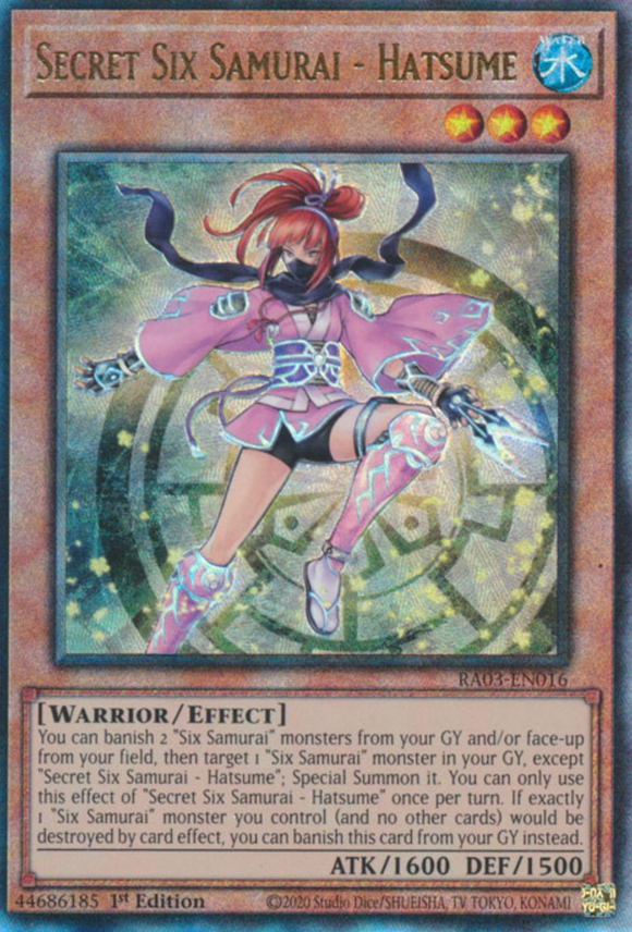 Secret Six Samurai - Hatsume - RA03-EN016 - Ultimate Rare 1st Edition