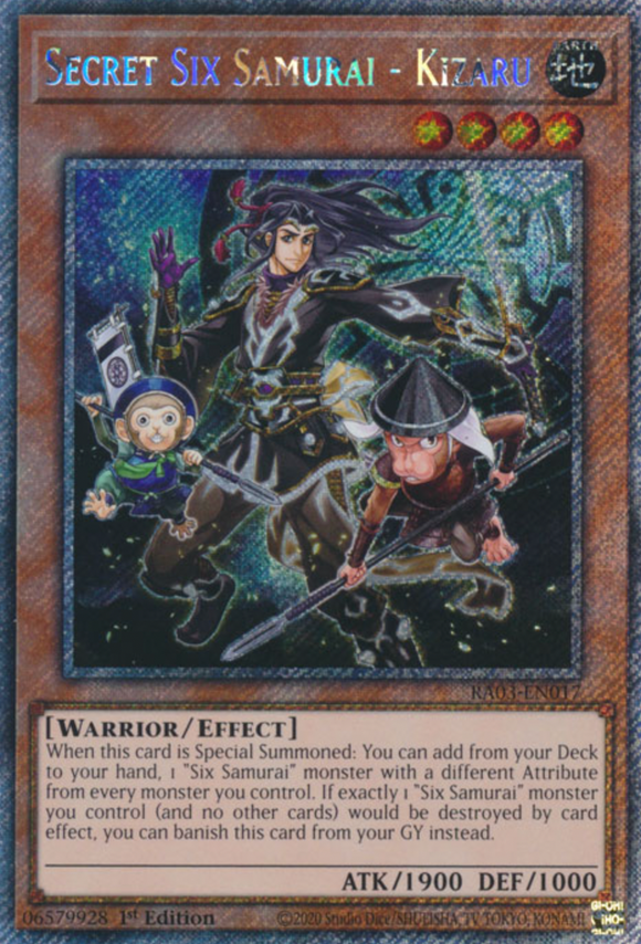 Secret Six Samurai - Kizaru - RA03-EN017 - Platinum Secret Rare 1st Edition