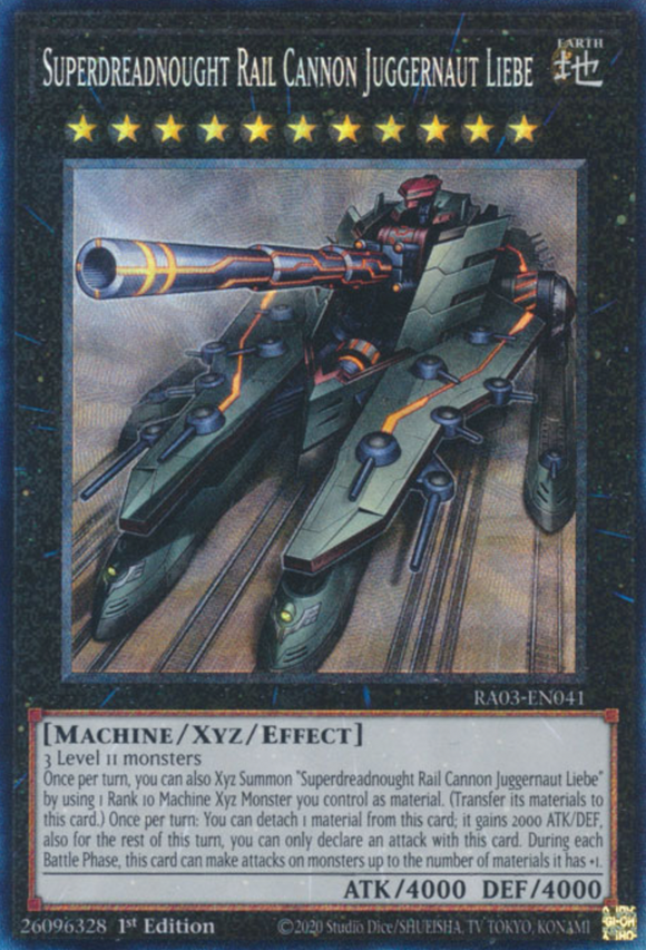Superdreadnought Rail Cannon Juggernaut Liebe - RA03-EN041 - Collector's Rare 1st Edition