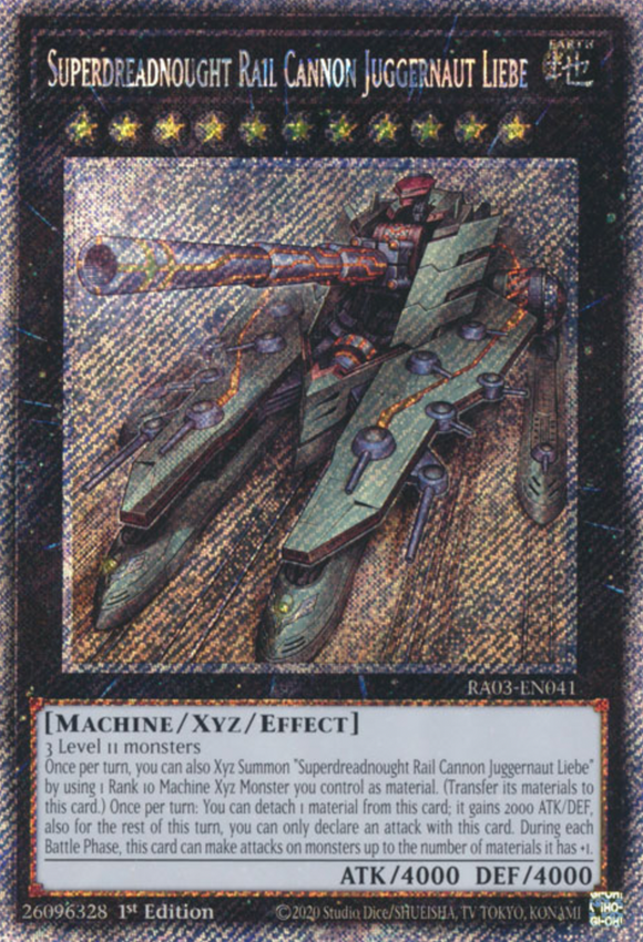 Superdreadnought Rail Cannon Juggernaut Liebe - RA03-EN041 - Platinum Rare 1st Edition