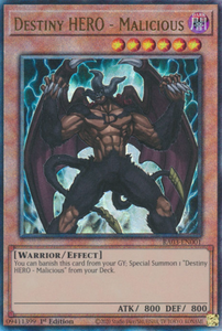Destiny HERO - Malicious - RA03-EN001 - Ultimate Rare 1st Edition