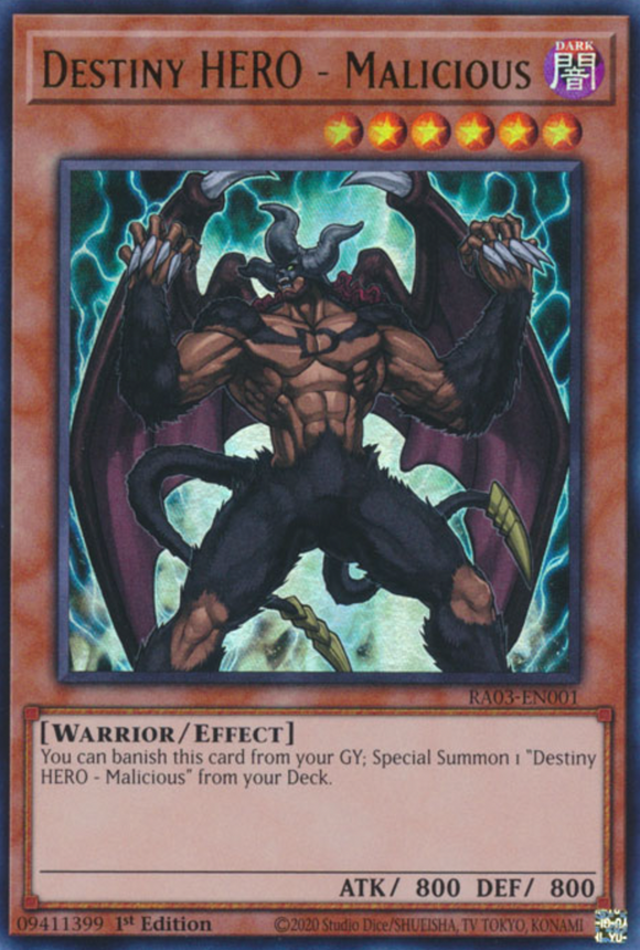 Destiny HERO - Malicious - RA03-EN001 - Ultra Rare 1st Edition