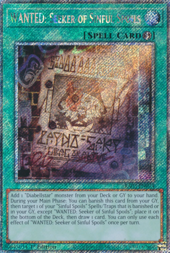 WANTED: Seeker of Sinful Spoils - RA03-EN074 - Platinum Secret Rare 1st Edition
