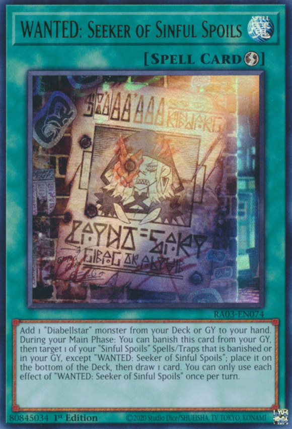 WANTED: Seeker of Sinful Spoils - RA03-EN074 - Ultra Rare 1st Edition